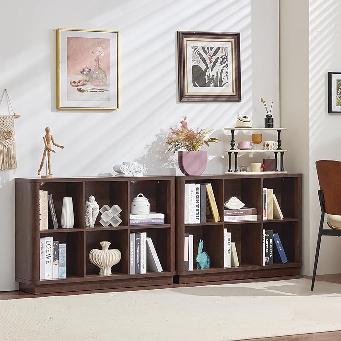 Joaxswe 6 Cube Storage Bookcase, Wood Floor Standing 2-Tier Bookshelf - Image 4