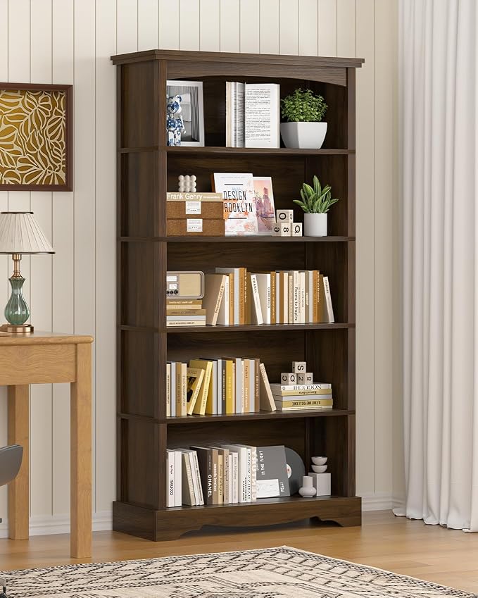 TVU 5-Tier Wooden Bookshelf, 31.5" W x 65" H ×9.9" D Bookshelf - Image 8