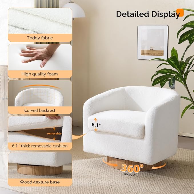 VINGLI 360°Swivel Accent Chair - Image 3