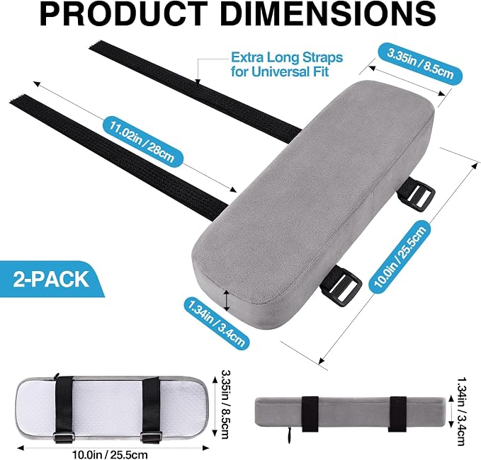 Smiry Ergonomic Office Chair Armrest Pads, Memory Foam Arm Rest Covers - Image 2