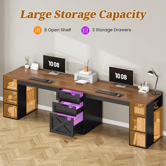SEDETA Farmhouse 96.5" Office Desk - Image 5