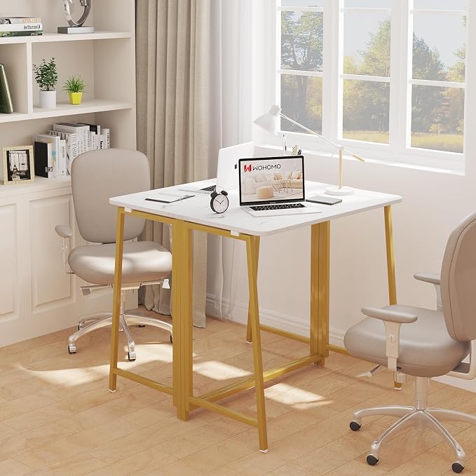 WOHOMO Folding Desk, Small Writing Desk 39.4", Space-Saving Foldable Laptop - Image 6