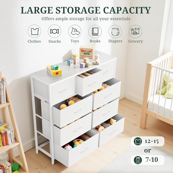 9-Drawer Dresser for Bedroom, Anti-Tip Tall Storage Organizer Chest of Drawers - Image 5