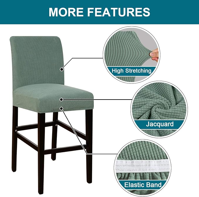 Turquoize Stretch Bar Stool Cover Counter Stool Pub Chair Slipcover - Image 4