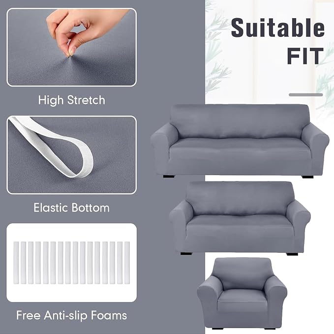 Peryiter 3 Pcs Couch and Loveseat Covers Set Sofa Cover - Image 5