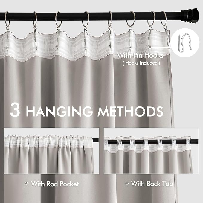 MIULEE Stone Back Tab Blackout Curtains 90 Inches Long 2 Panels Set - Image 4