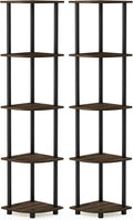Furinno TURN-N-TUBE Corner Shelf Set of 2, 5-Tier Corner Bookshelf, Open by Furinno-FitsYourSpaceFitsYourBudget