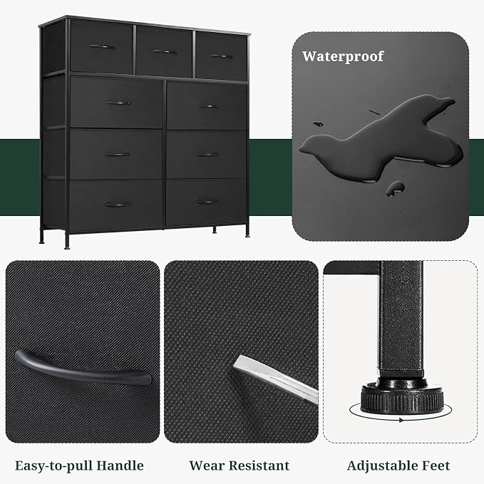 9-Drawer Dresser for Bedroom, Anti-Tip Tall Storage Organizer Chest of Drawers - Image 7