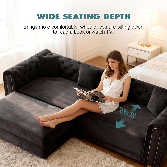 90.6'' Velvet Folding Floor Sofa Bed - Image 5
