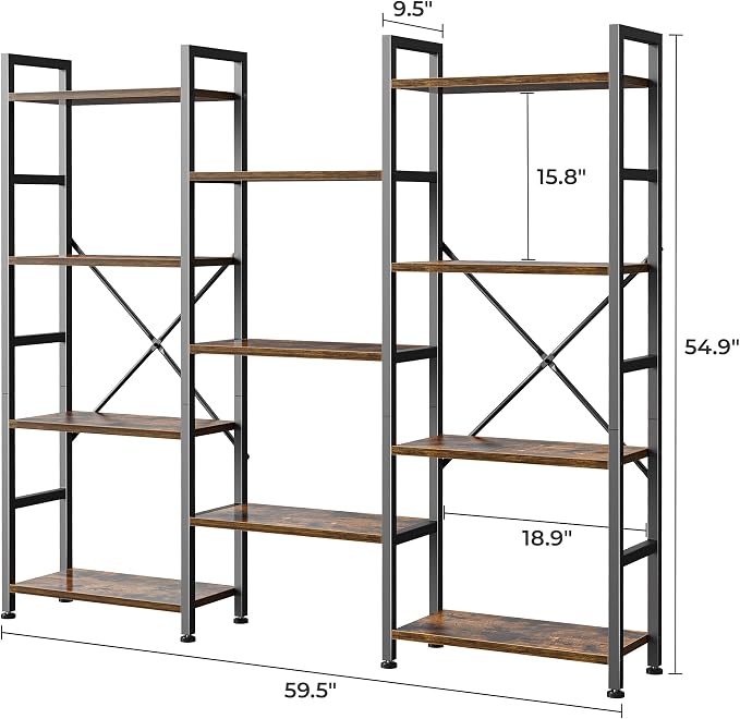 SUPERJARE Triple Bookshelf, Bookcase - Image 3