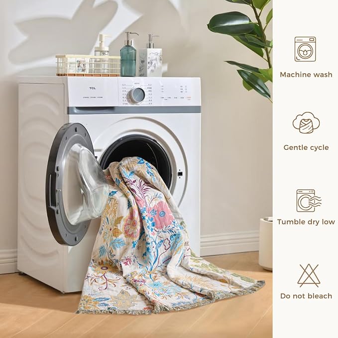 LUTBM Boho Throw Blanket for Bed Cotton Summer Blankets Twin Size for Bedroom - Image 8