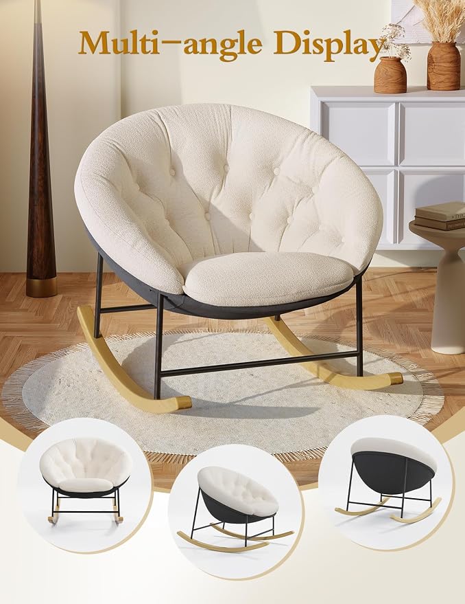 Kidirect Wide Rocking Chair Nursery, Comfy Saucer Nursery Rocking Chairs - Image 8