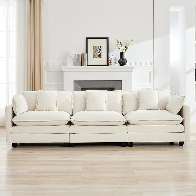 111'' Sectional Cloud Deep Seat Couch, Modern Comfy Chenille Modular Sectional by WUTUTUEE