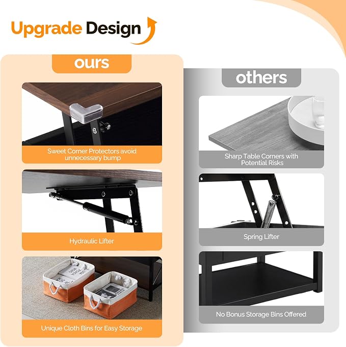 VINGLI 36" Lift Top Coffee Table - Image 4
