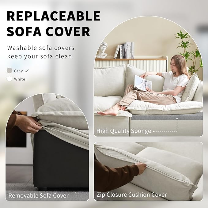 Ottoman, Down Filled Comfort Footrest, Modular Sectional Cloud Sofa - Image 5