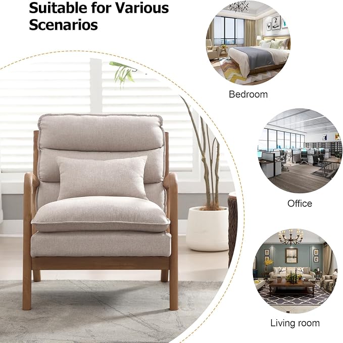 INZOY Mid Century Modern Accent Chair - Image 7