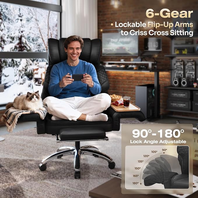 Ergonomic Office Chair with Footrest, Criss Cross Legged Desk Chair with - Image 5