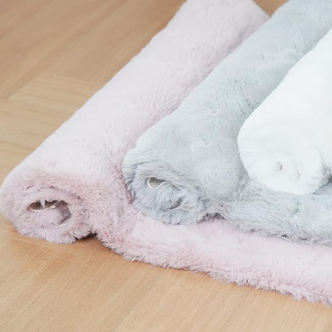 Ghouse Faux Rabbit Fur Round Rug 3ft Grey Round Rugs - Image 7