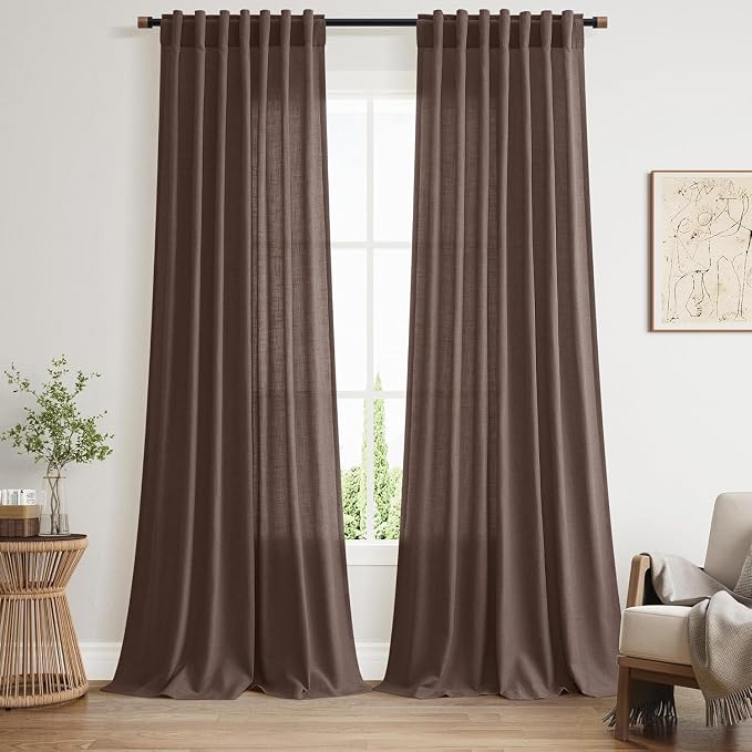 Cappuccino Linen 112 Inch Curtains by Nanspring