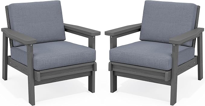 SERWALL HDPE Outdoor Furniture Set, 2 Piece All Weather Wood-Like Outdoor Sofa by SERWALL