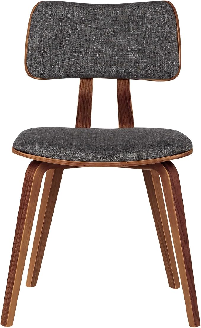 Armen Living Jaguar Dining Chair in Charcoal Fabric and Walnut Wood Finish - Image 6