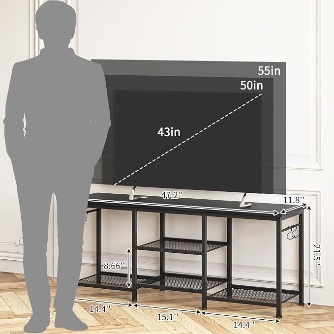 YGEOMER TV Stand for TVs Up to 55 Inch, Entertainment Center for Living Room - Image 2