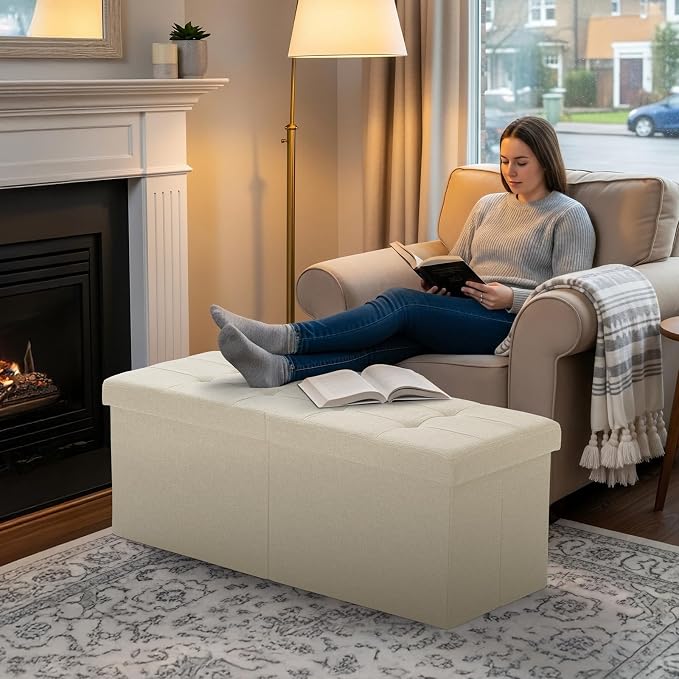 35-INCH Storage Ottoman Bench, Footrest - Image 6