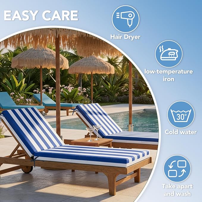 L'AGRATY Outdoor Lounge Chaise Cushion: 72x21x3 Inch Waterproof Lounge Chair - Image 7