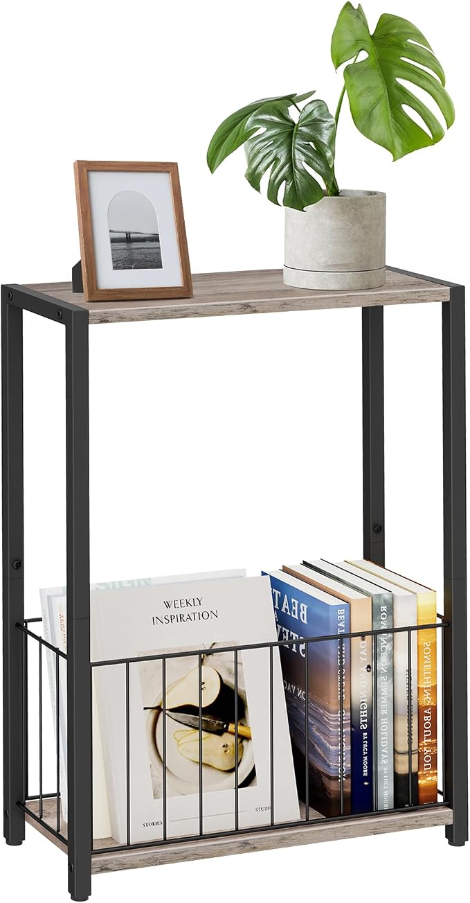 Homleke Narrow Side Table with Magazine Holder, Skinny End Table Perfect - Image 9