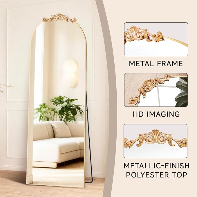 MISSDAY Vintage Baroque Full Length Mirror, Full Metal Frame Stand Up Retro - Image 4