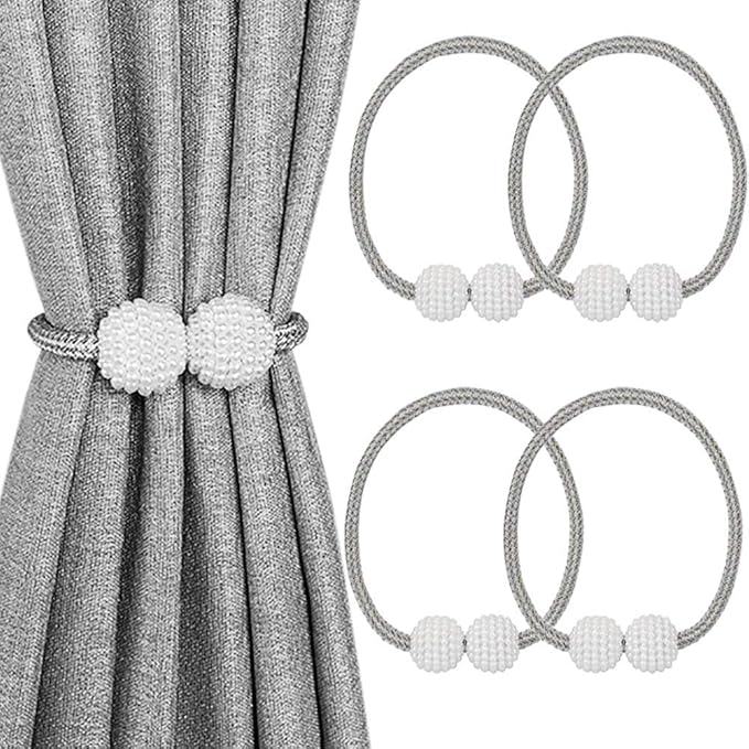 Melaluxe 4 Pack Magnetic Curtain Tiebacks, Decorative Curtain Holdbacks by Melaluxe
