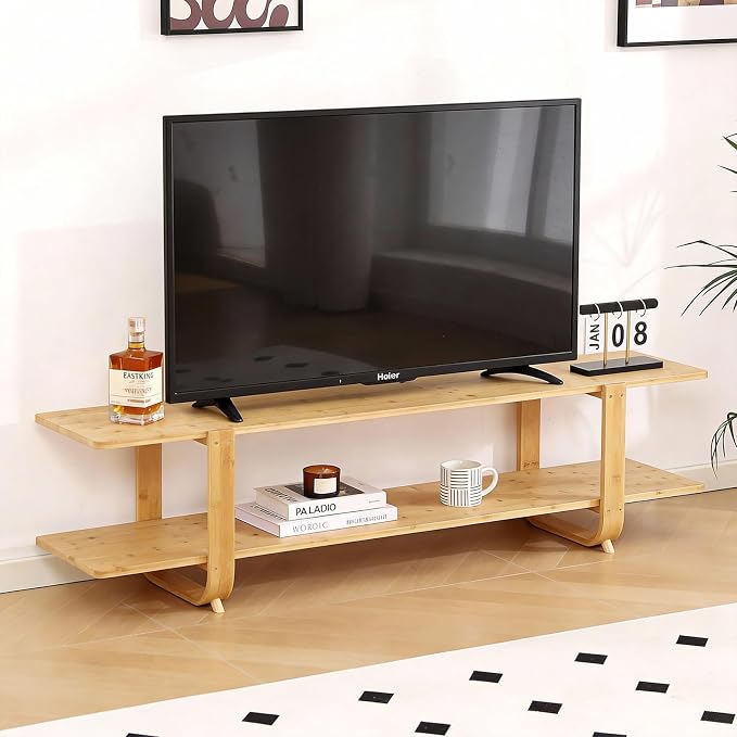 Tiita Bamboo TV Stand for 55 Inch TV, Entertainment Center by TiitaHome