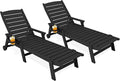 KINGYES HDPE Lounge Chair Outdoor Set of 2, Patio Chaise Lounge Recliner by KINGYES