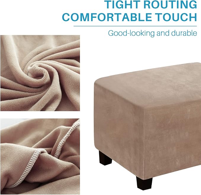 Ottoman Cover, Stretch Rectangle Velvet Ottoman Slipcovers of Foot Stool - Image 6