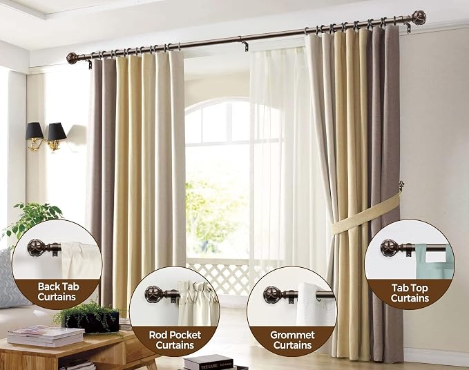 KAMANINA 1 Inch Curtain Rod Telescoping Single Drapery Rod 36 to 72 Inches - Image 4