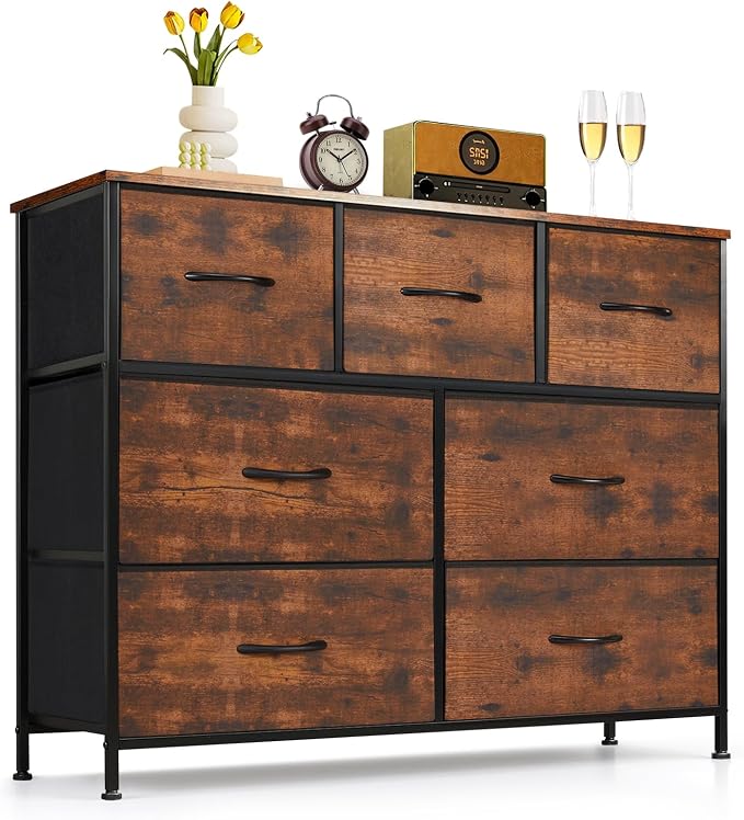 7-Drawer Dresser for Bedroom, Anti-Tip Wide Storage Organizer Fabric Chest of by SageNest