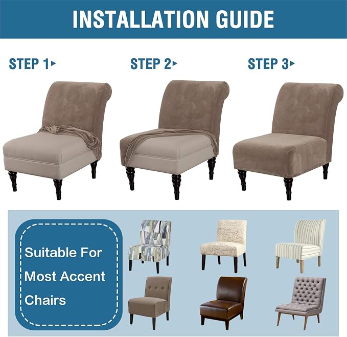 H.VERSAILTEX Armless Accent Chair Covers Thick Velvet Armless Chair Slipcovers - Image 7