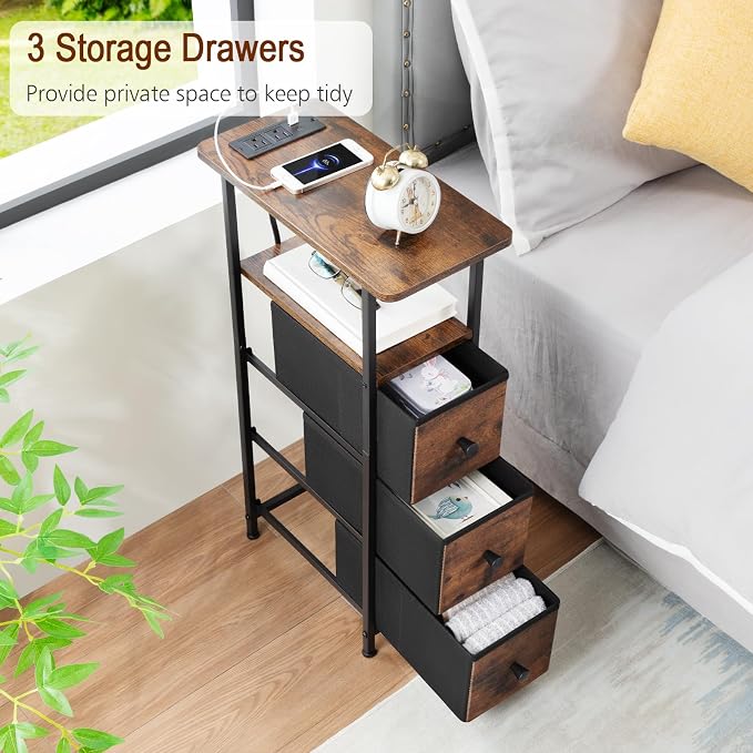 LOAKEKEL Narrow End Tables Living Room Set of 2 - Image 6