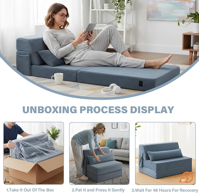 Tiita Convertible Folding Sofa Bed Single Size - Image 9