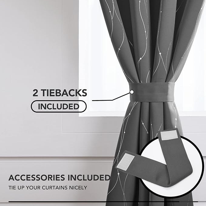Deconovo Blackout Curtains, Thermal Insulated Noise‑Reducing Drape, Wave Line - Image 5
