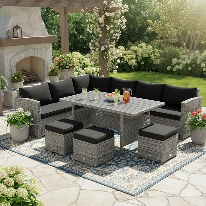 Tangkula 7 Pieces Patio Furniture Set, Outdoor Sectional Rattan Sofa Set - Image 3