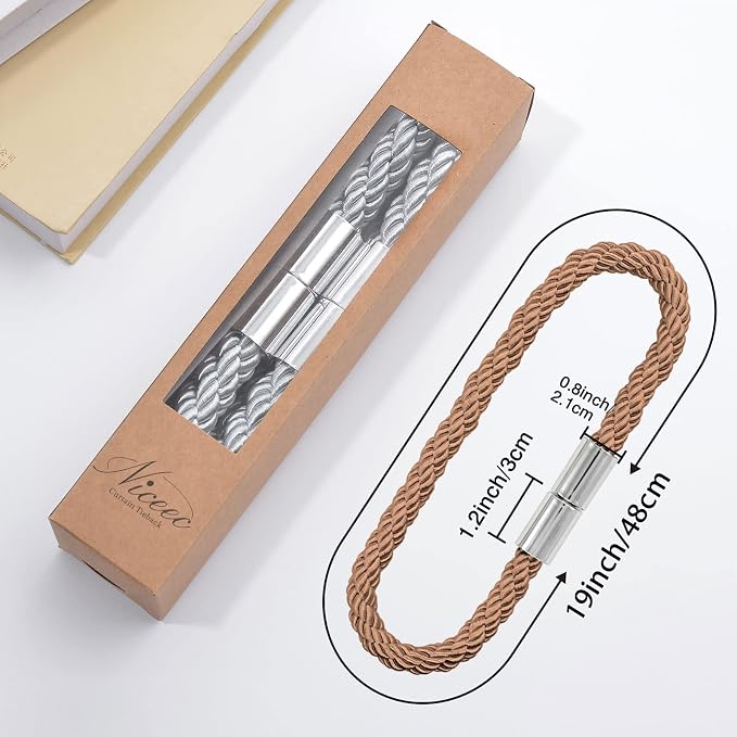 NICEEC 2 Pack Strong Magnetic Curtain Tiebacks Modern Simple Style Drape Tie - Image 5