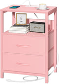 Yoobure Nightstand with Charging Station, Small Night Stand with Fabric Drawers by Yoobure
