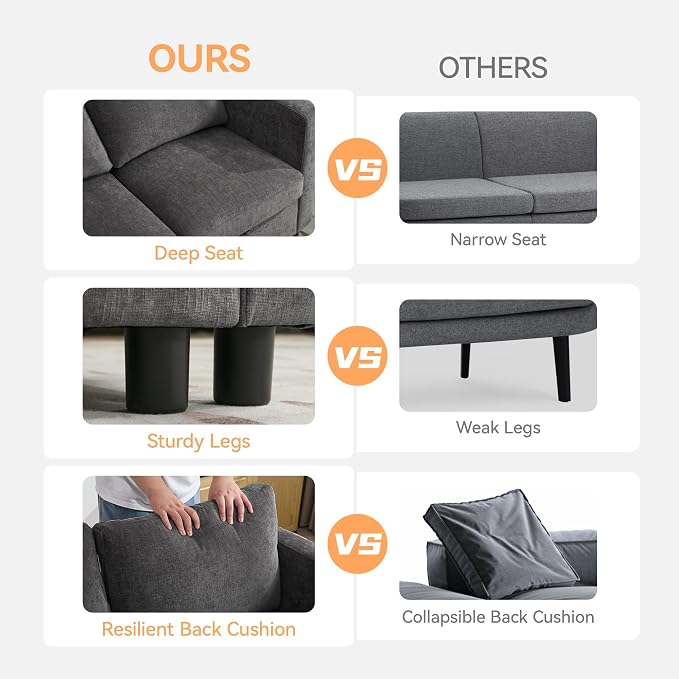 WUTUTUEE 58”Modular Sectional Loveseat Sofa - Image 5