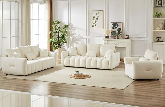 Antetek Teddy Sofa Set for Living Room, Modern Deep Seat Sofa Chair and - Image 8