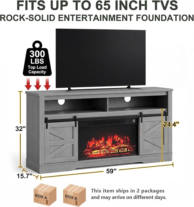 YESHOMY Fireplace TV Stand for Television up to 65+ Inch - Image 2