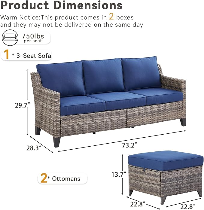 Buenhomino 3 Pieces Patio Furniture Sofa Set-Outdoor Wicker Patio Furniture - Image 8
