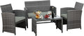 JAMFLY 4 Piece Outdoor Patio Furniture Set, Outdoor Wicker Rattan Chairs by JAMFLY