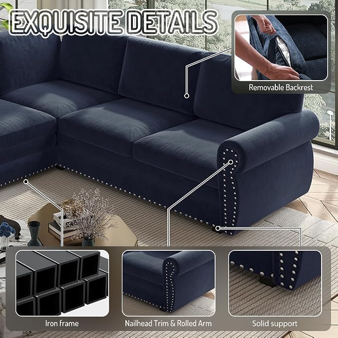 118" L-Shaped Sleeper Couch Bed - Image 5