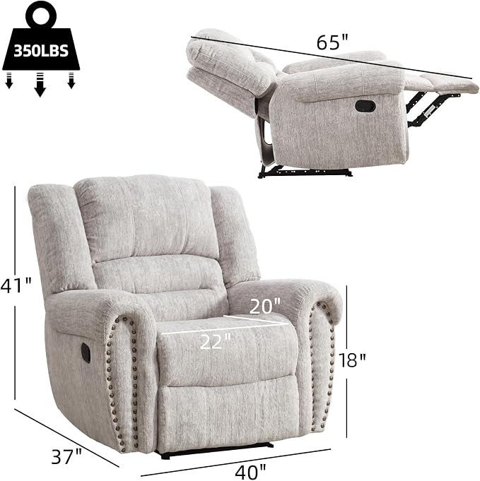 CANMOV Manual Recliner Chair, Classic and Traditional Manual Recliner Chair - Image 2